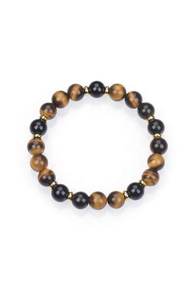 MMZ STORE سوار من حجر السج وعين النمر الطبيعي 8 ملم