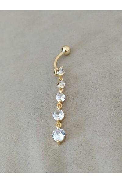 AyçaSilver Gold renk 5 taş Göbek piercing