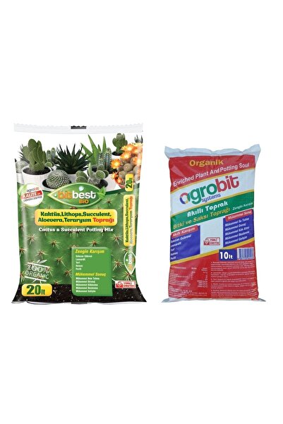 BİTBEST Bio 20 lt Kaktüs Toprağı + Agrobit Akıllı Bitki Toprağı 10 lt