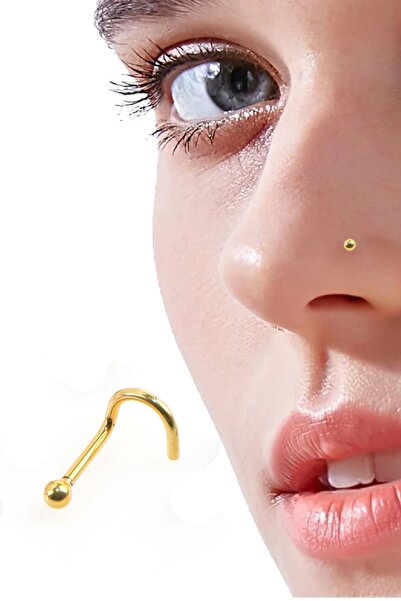 Salyangoz Company Cerrahi Çelik Gold Renk Taşsız Top Model Burun Piercingi BR...