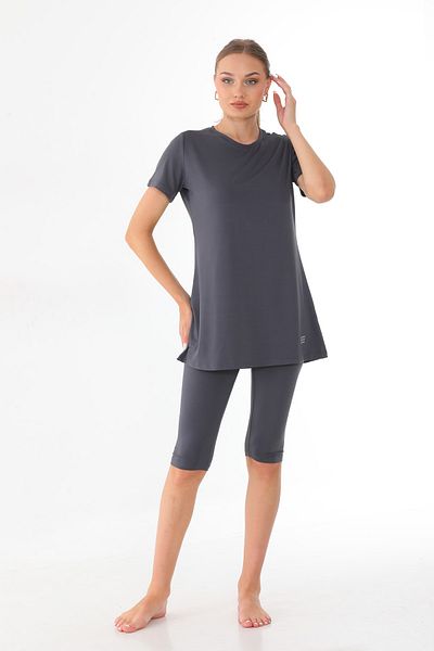 Elif Okur Short Sleeve Pool Swimsuit Gray 7437