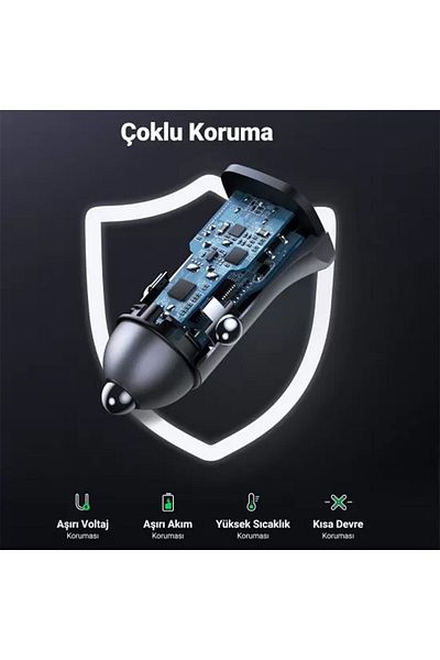 Ugreen Pd 30w 22.5w Type C Usb Alüminyum Araç Çakmaklık Şarjı