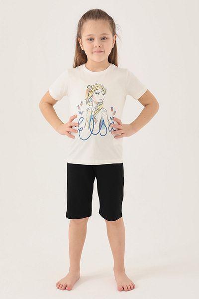 Frozen D4803-2 Girl's Short Sleeve Pajama Set - Cream