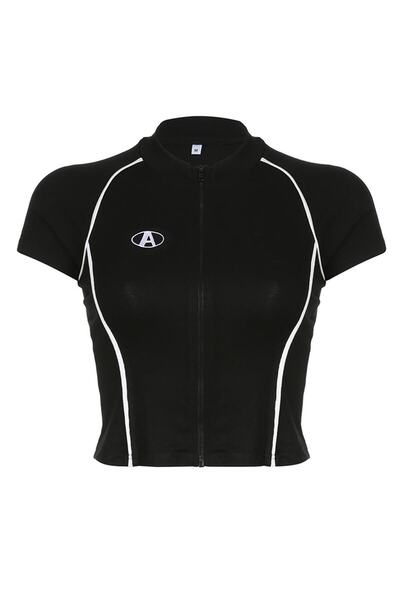 Touz Tupý tupý černý zip Y2k zip