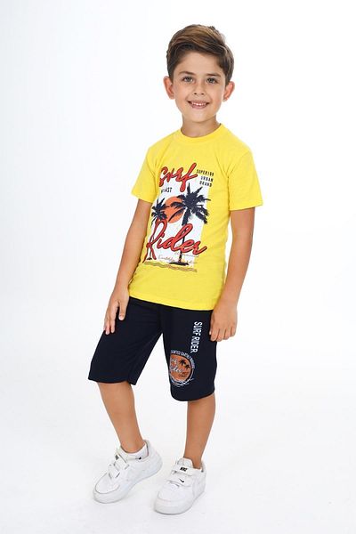 e-çocuk Palm Tree Printed Boys' Set - Lower and Upper Set 1108