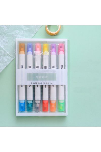 Adil Baba Highlighter Vibrant Colors Double Sided 12 Color Felt Tip Pen Set