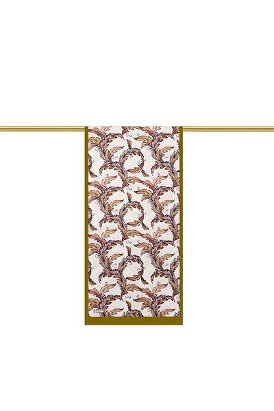 Bursa İpek Khaki Leaf Pattern Silk Scarf
