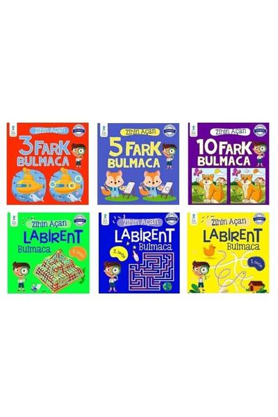 Peta Zihin Açan Bulmaca Serisi 6 Kitap- Fark Bulmaca - Labirent Bulmaca