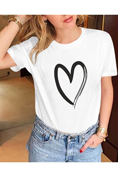 ZEMLİYA Heart Printed T-shirt Black