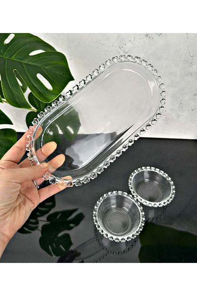 Kosova Love Glass 2-Piece Tray Presentation Bowl