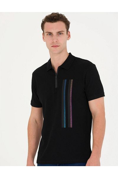 Pierre Cardin Черна тениска Slim Fit