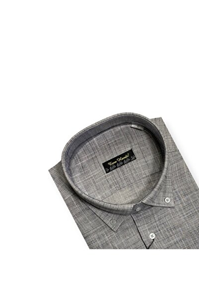 TWO HANDS Men's Large Size Classic Short Sleeve Cotton Gray Color Shirt 471