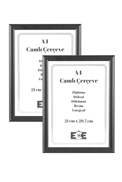ECE FOTO 2 bucăți de cadru A4 cu sticlă PVCC (NEGRU)