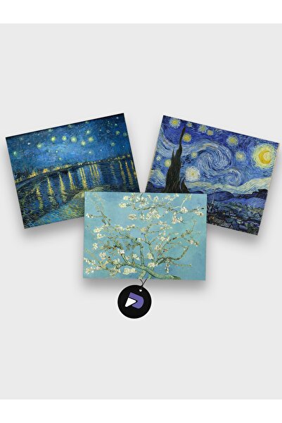 Postermanya Van Gogh Poster Seti - 3 Adet Çerçevesiz Sanatsal Poster, Yatay Duvar Posteri Seti