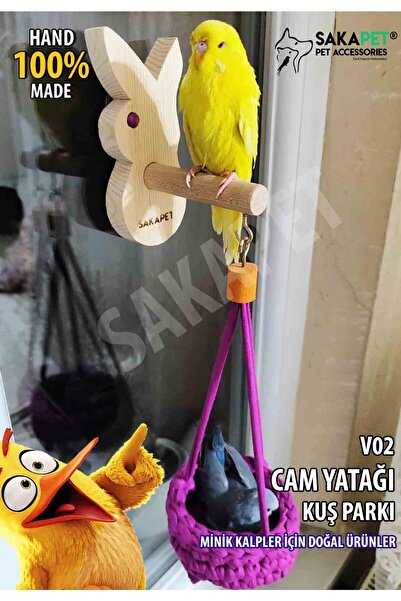 SAKAPET Paraket Muhabbet Kuşu Vantuzlu Cam Yatağı V02