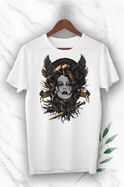 perseusshopping Mitologija Meduza štampana bela unisek majica