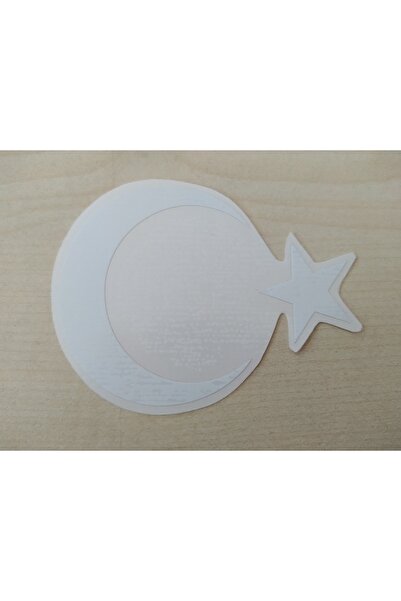 DNZSM AY YILDIZ STİCKER BEYAZ 8x6cm (2 ADET FİYATI) TÜRK BAYRAĞI STİCKER, ÇIK...