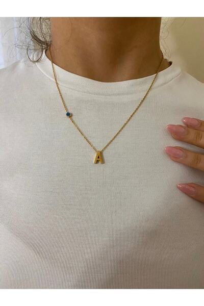 ACCESORİOS Çelik Harfli Nazar Boncuklu Kolye