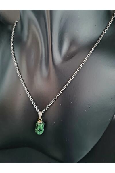 Doğal Taş Dünyası Zümrüt Doğal Taş Kolye Minimal Sevenler İçin AAA Kalite