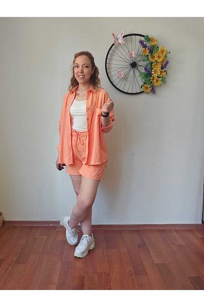 MADAME MELEK Colorful Linen Fabric Oversize Shirt and Shorts Set - Baby Shoes
