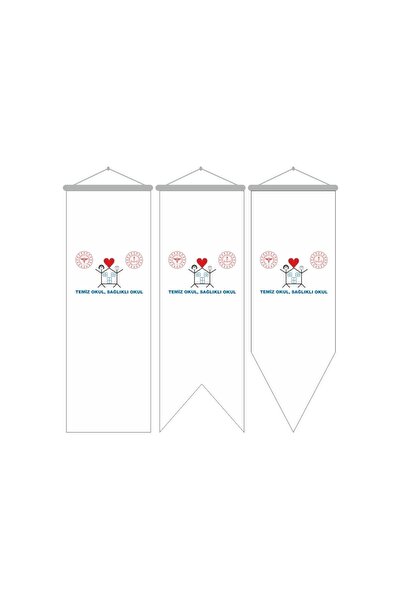 Temiz Okul Sağlıklı Okul Kırlangıç Bayrağı 100x300