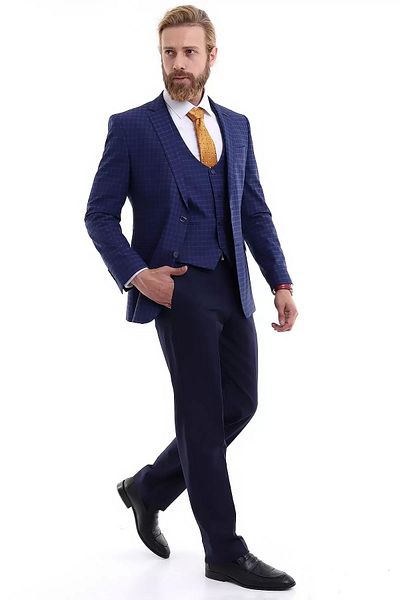 Presto Men's Vest Slimfit Checked (COMBINED) Suit 6 Drop Parliament 711-300