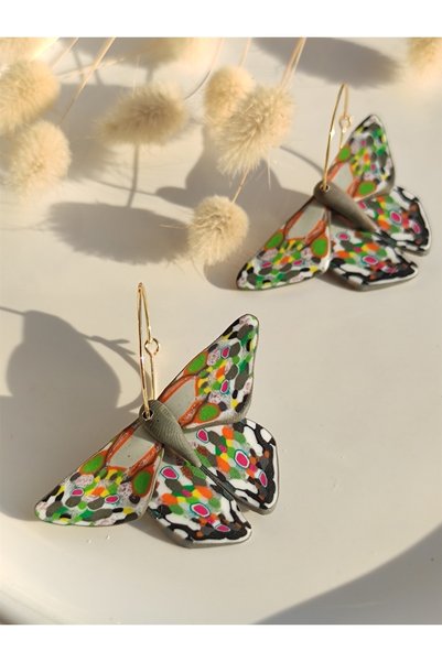 Gizy Store Butterfly Design Polymer Clay Earrings