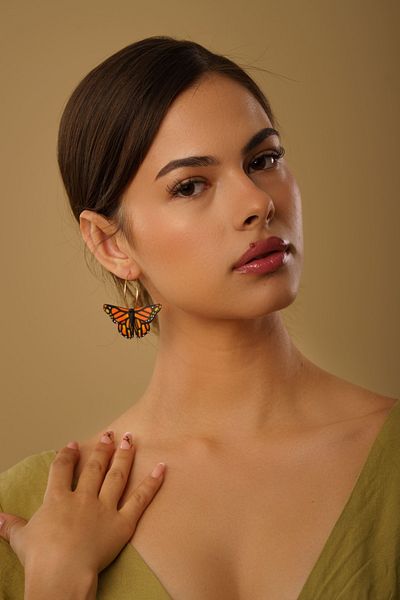 Gizy Store Polymer Clay Butterfly Earrings Orange Butterfly Earrings