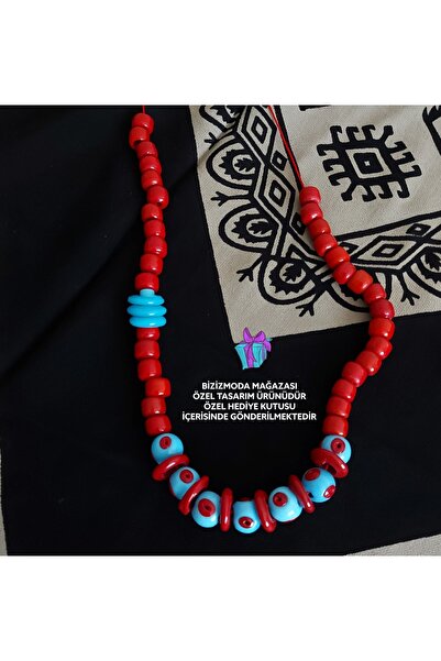 bizizmoda Bodrum Glass Bead Serenay Glass Necklace Evil Eye Bead Necklace