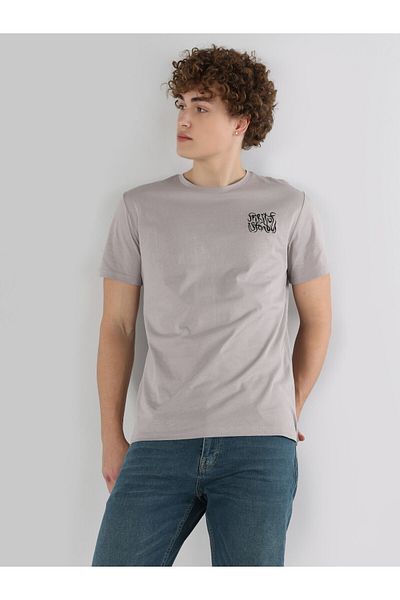 Colin's Culoare bej - Tricou cu mânecă scurtă cu imprimeu pentru bărbați (potrivire obișnuită)
