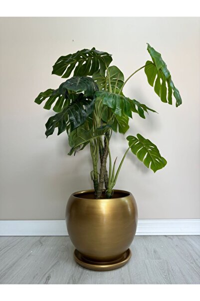 odka 40litre Küre Saksı Tabaklı 37cmx37cm Gold