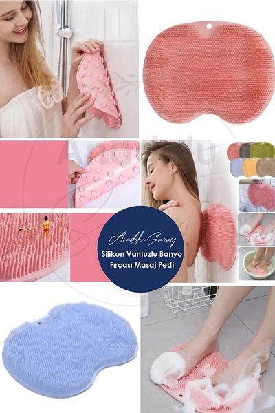 Anadolu Saray Çarşısı Practical Silicone Bath Brush - Massage, Pad, Back and Foot Wash| Back Fiber Foot Mat