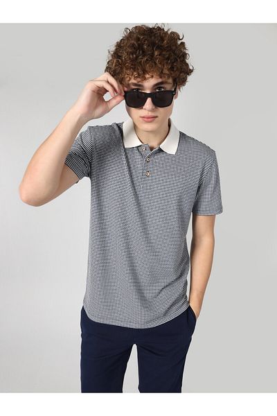 Colin's Tricou albastru cu mânecă scurtă, cu decolteu polo, pentru bărbați