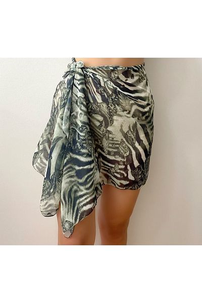 quella atelier Khaki Green Patterned Pareo Sarong