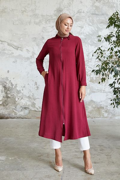 InStyle Abaya cu glugă Lure - Roșu Claret