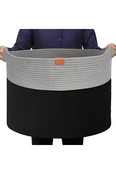 MaVaux Голяма кошница от памук от юта 45X35 - одеяло и чанта за играчки