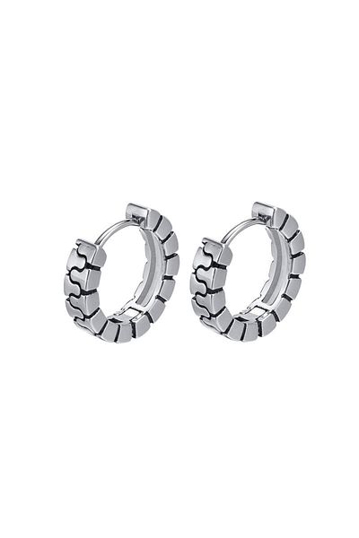 Viking Mechanical Gear Design Wheel Ring Classic Stainless & Tarnish Resistant 316L Steel Unisex Earring - Large Size