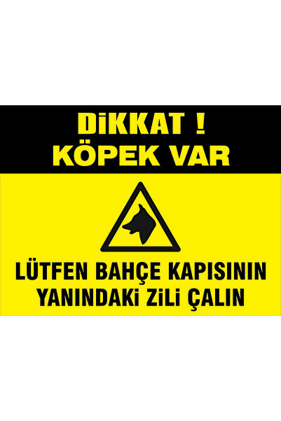 İzmir Serigrafi Dikkat Köpek Var 3mm Dekota Uyarı Levhası 25 X 35 Cm