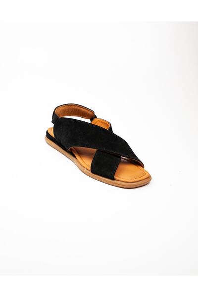 Wella 7616 Black Suede Leather Women's Sandals