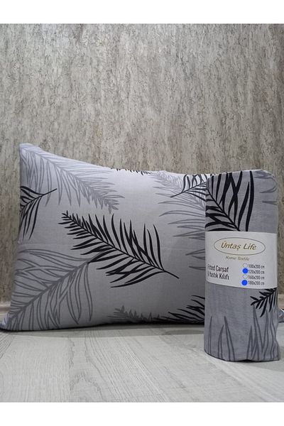 üntaş Life New Grey Feather 100x200 μονό ελαστικό φύλλο 1 τεμάχιο μαξιλαροθήκη Ecgritüyçrf100