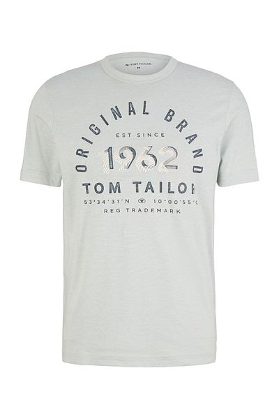 Tom Tailor T-Shirt gestreiftes Kurzarmshirt mit Rundhalsausschnitt und Print