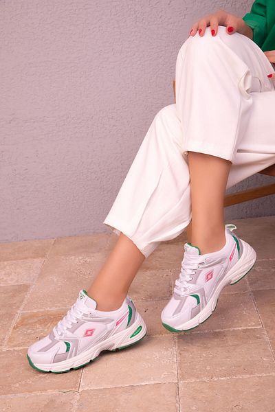 SOHO White-Green Women's Sneakers 18285