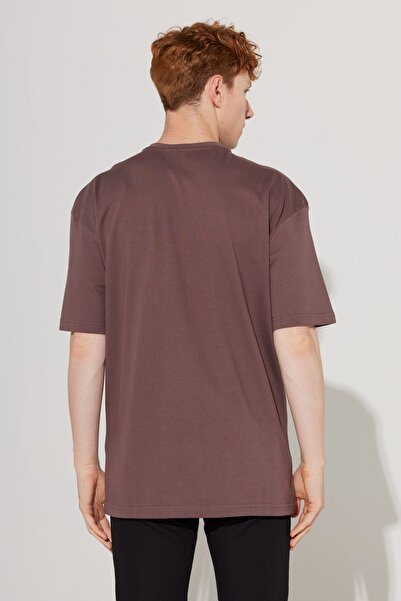 AC&Co / Altınyıldız Classics Men's Plum Oversize Fit Wide Cut Crew Neck 100% ...