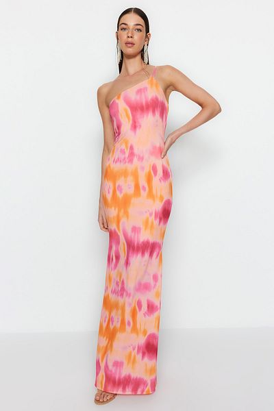 Trendyol Collection Vícebarevné noční večerní šaty s přechodovým vzorem TPRSS23AE00279