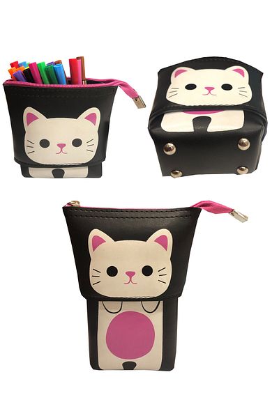 FLY COLOR Patterned Size Adjustable Both Pen Holder and Pencil Case Standing Pencil Bag