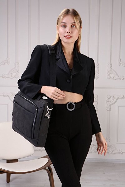 D'VERS Servietă unisex pentru laptop, neagră, cu 3 compartimente, de 15,6-16,1-16,9 inchi