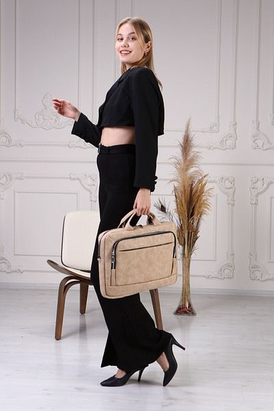 D'VERS Unisex 15,6-16,1-16,9 ιντσών Cream Business Series 3 Διαμερισμάτων Χαρτοφύλακας Laptop