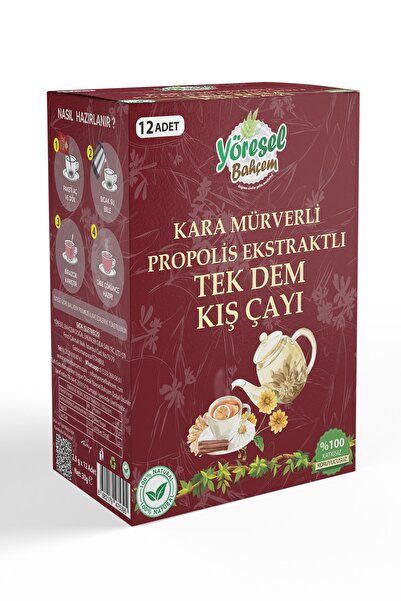 Yöresel Bahçem Karamürverli Propolis Ekstraktlı Tek Dem Kış Çayı 12’li