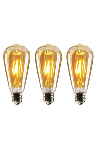 marketcik Dekoratif Rustik Led Armut Ampul 4 Watt E27 Duy, ST64 Oval Armut Ampul Modeli 3 Adet