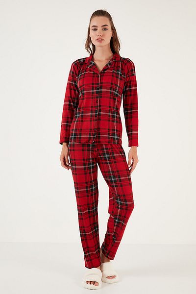Lela Patterned Shirt Collar Elastic Waist Pajama Set - Pyjamas Set 6095660